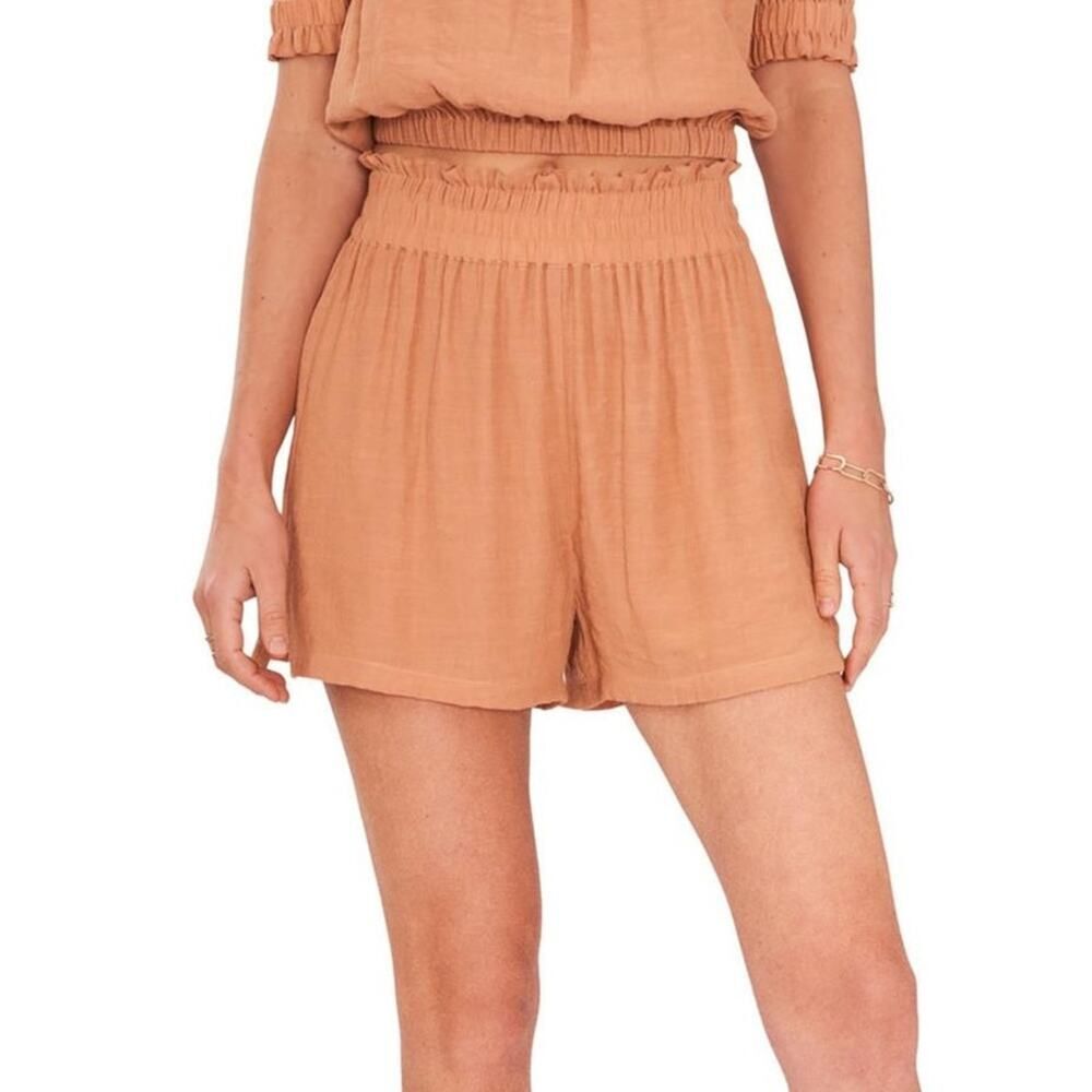 1 State Women's Breezy Neutral Textured High Waist Shorts Size XL